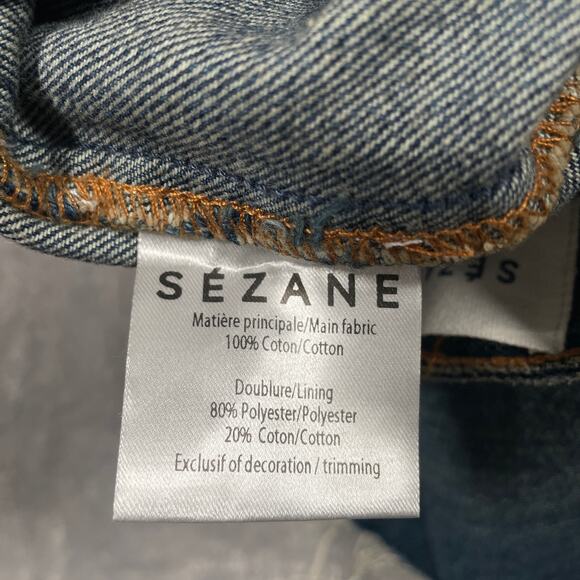 Sezane Denim Jeans Womens 27 Button Fly High Rise Raw Hem Organic Cotton New - Picture 5 of 12